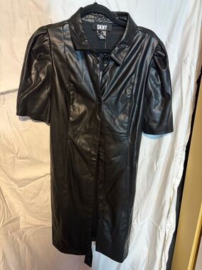 DKNY Faux Leather dress with belt